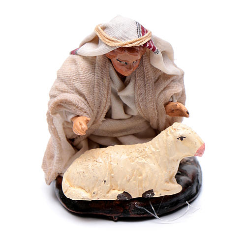 Homem tosquiando ovelha 8 cm presépio napolitano 1