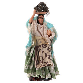 Mulher com tecidos na cabeça 8 cm para presépio Nápoles