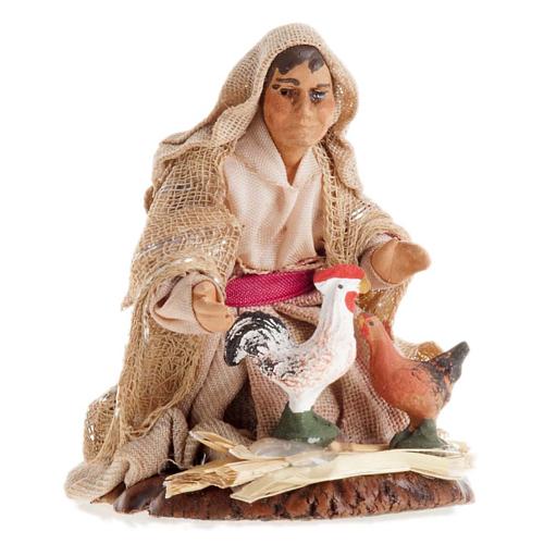 Neapolitan Nativity figurine, Woman with chickens 8cm 1