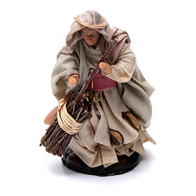 Neapolitan Nativity figurine, Old woman with broom 8cm