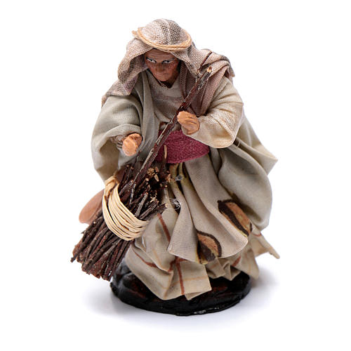 Neapolitan Nativity figurine, Old woman with broom 8cm 1