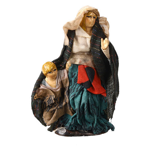 Neapolitan Nativity figurine, Woman with child 8cm 1