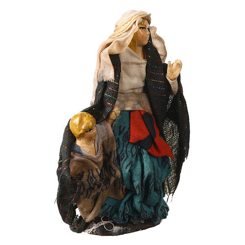 Neapolitan Nativity figurine, Woman with child 8cm 3