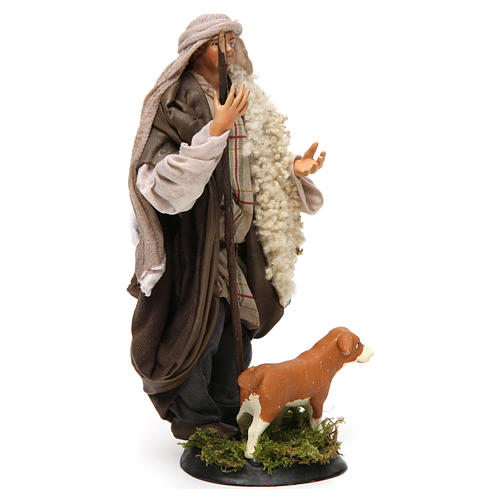 Neapolitan Nativity figurine, shepherd with dog, 18 cm 4