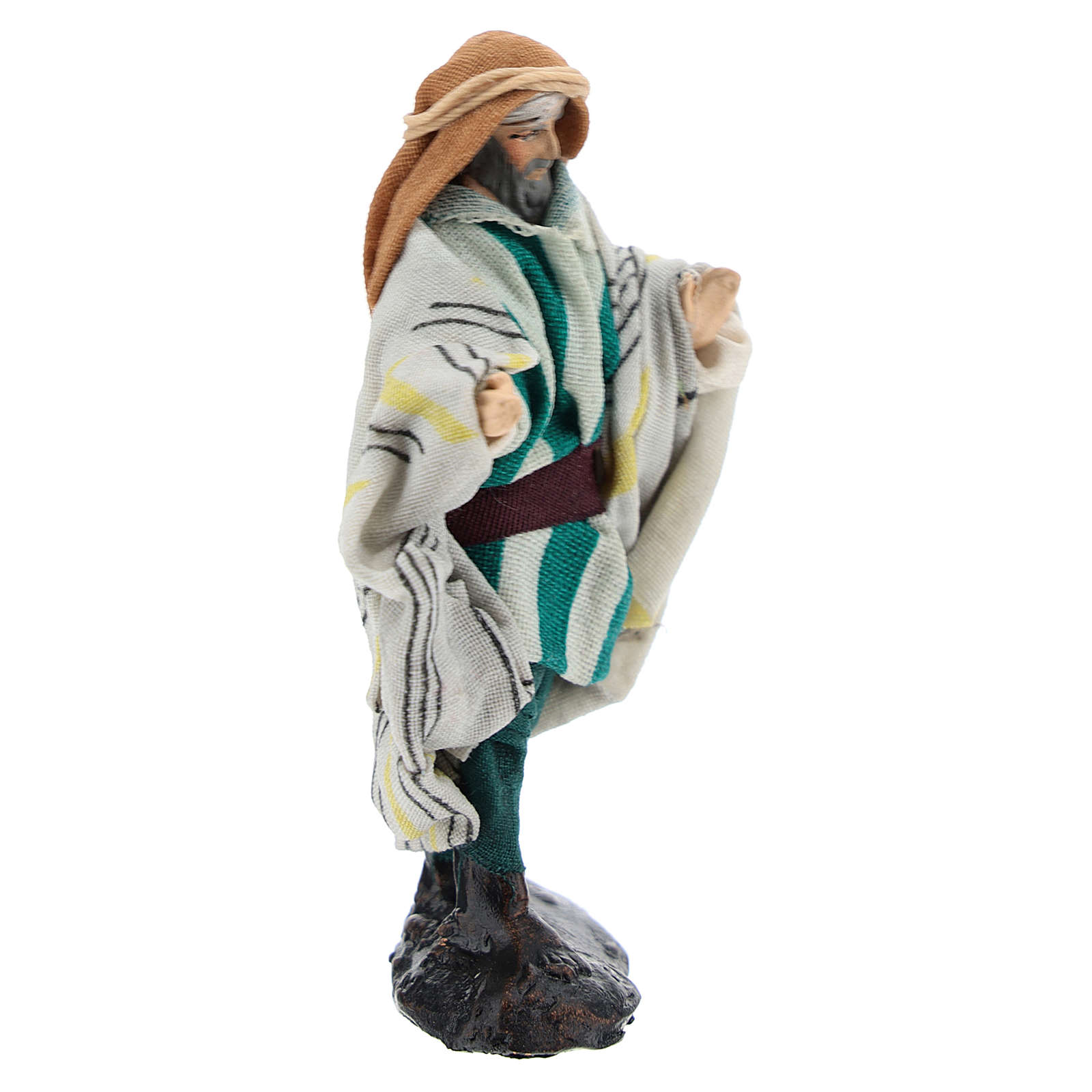 Statua Arabo Su Cammello 12 Cm Per Presepe Napoletano - Artigianale In Terracotta E Tessuto