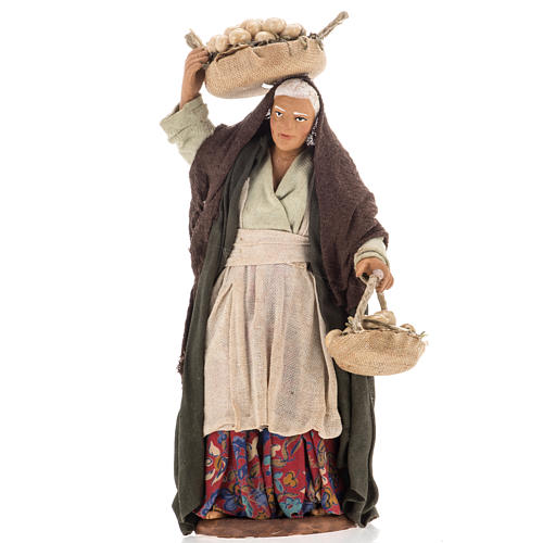 Pesebre mujer anciana con cestas de huevos 14 cm 1
