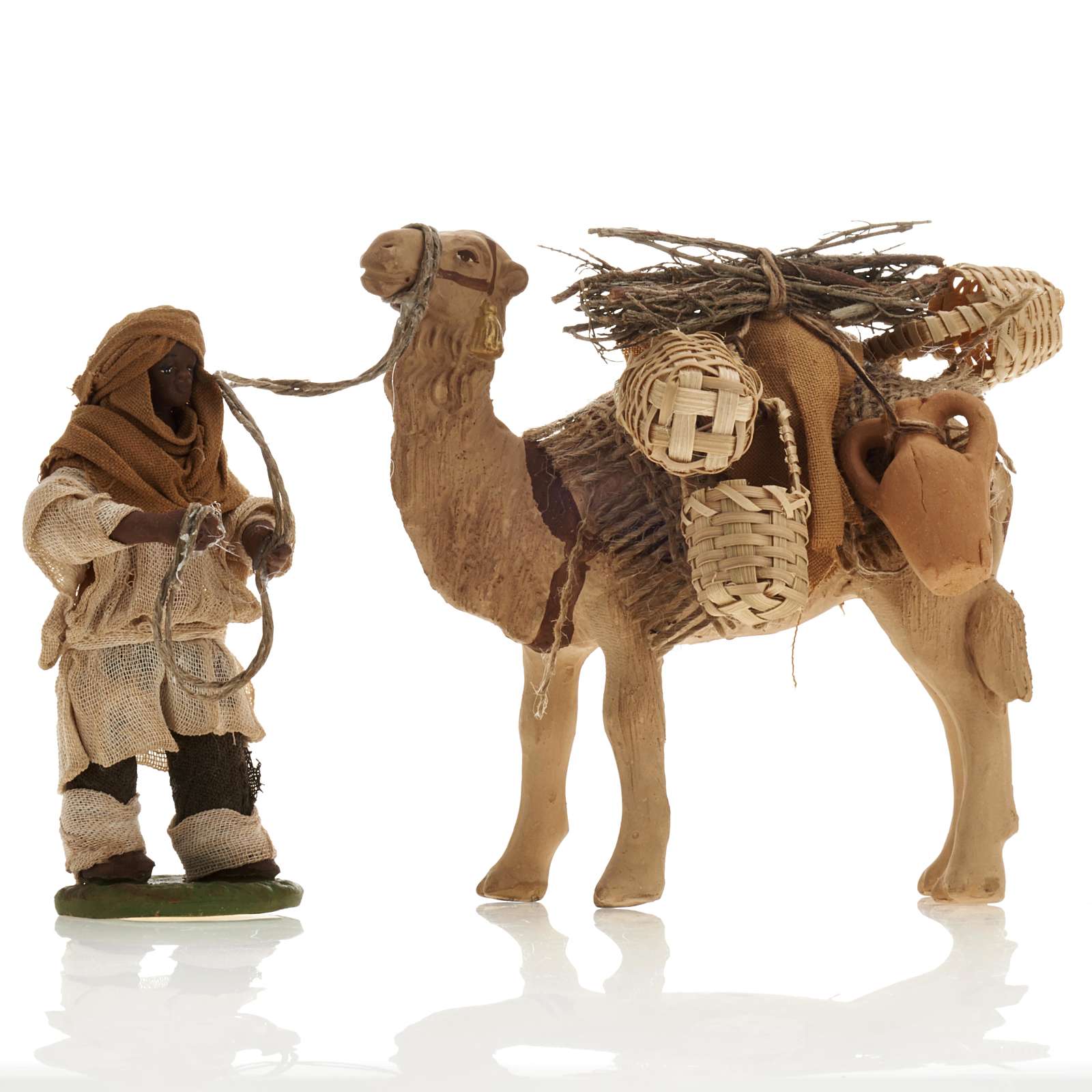 Camel with man, standing, Neapolitan nativity figurine ...