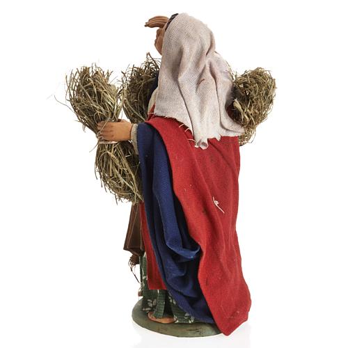 Neapolitan Nativity figurine, female farmer with bundles, 14 cm 4