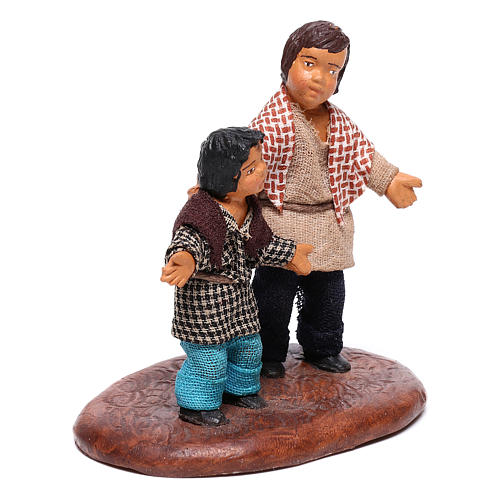 Neapolitan Nativity figurine, couple of young boys, 14 cm 3