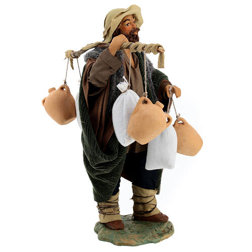 Neapolitan Nativity figurine, man with cloth bags, 24 cm 3