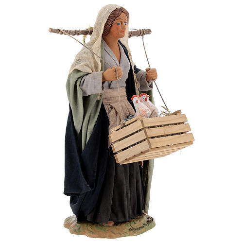 Neapolitan Nativity figurine, woman with hen cage, 24 cm 4