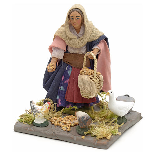 Neapolitan Nativity figurine, woman feeding ducks, 10 cm 1