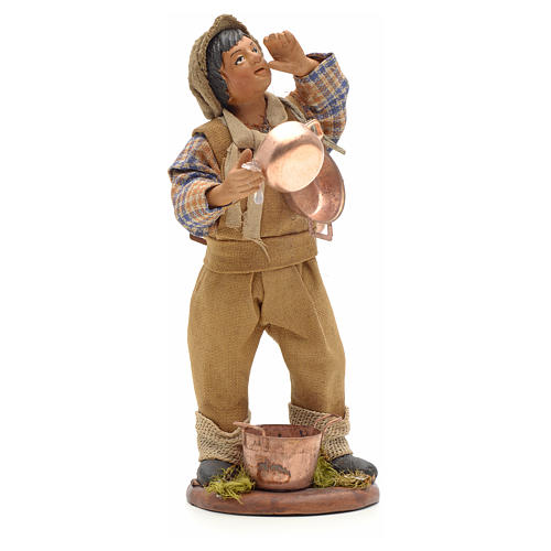 Neapolitan Nativity figurine, young boy with copper pans, 14cm 1