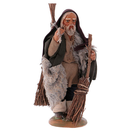 Neapolitan Nativity figurine, man with brooms, 10 cm 1