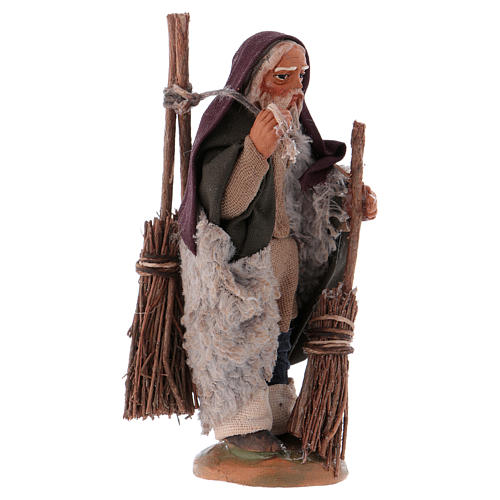 Neapolitan Nativity figurine, man with brooms, 10 cm 2