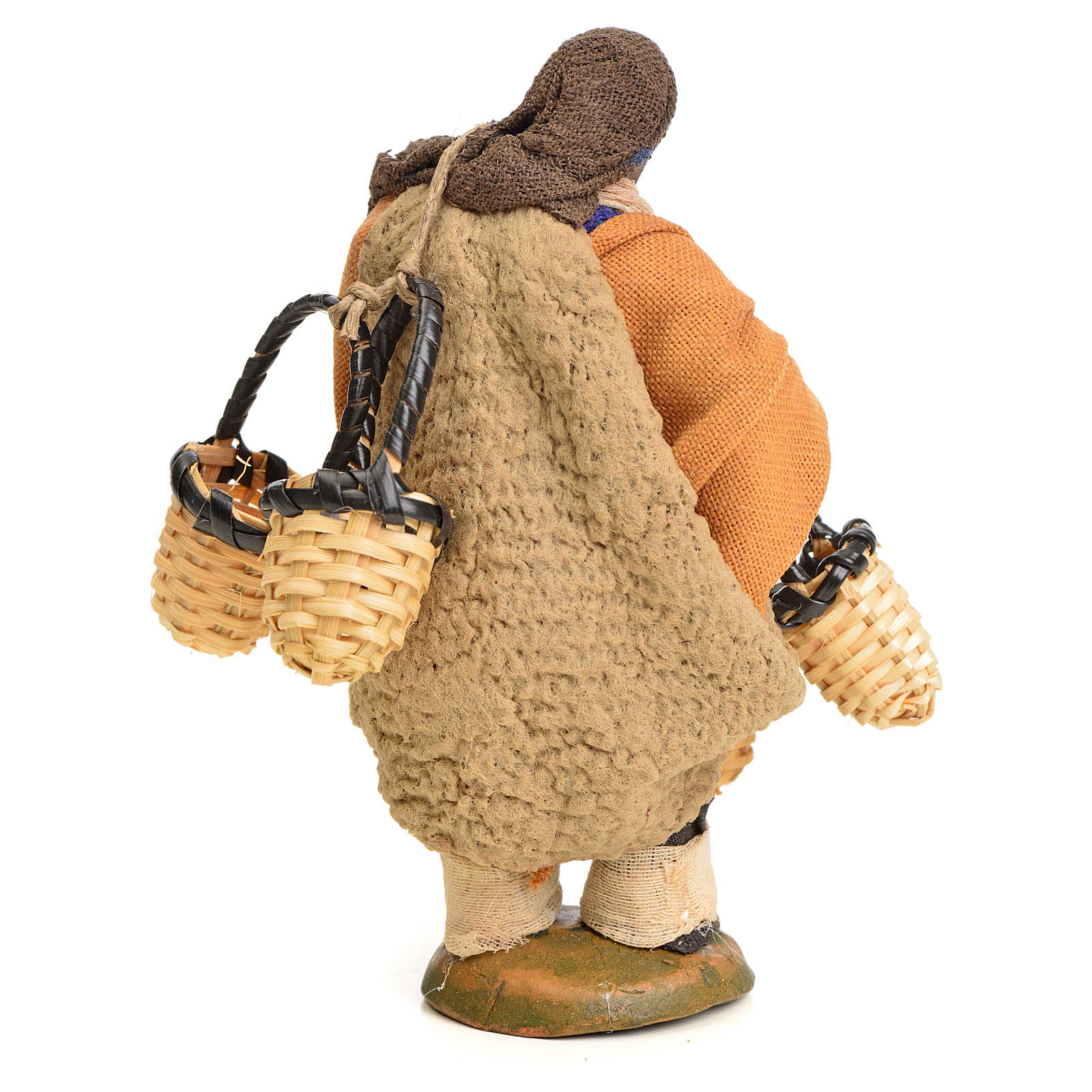 Neapolitan Nativity figurine, man carrying baskets, 10 cm | online ...