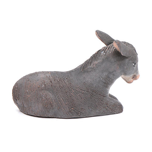 Neapolitan Nativity figurine, terracotta sitting donkey , 10 cm 2