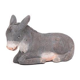 Neapolitan Nativity figurine, terracotta sitting donkey , 10 cm