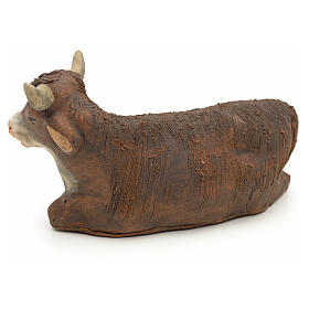 Bue terracotta seduto 10 cm presepe Napoli