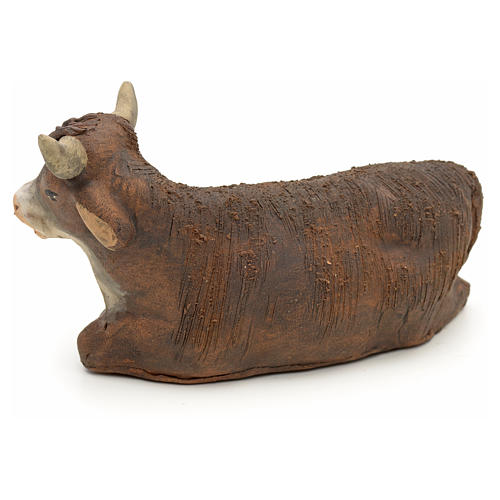 Bue terracotta seduto 10 cm presepe Napoli 2