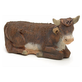 Boi terracota deitado 10 cm presépio Nápoles