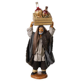 Neapolitan Nativity figurine, man carrying flasks, 10 cm