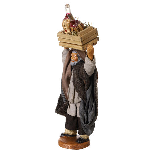 Neapolitan Nativity figurine, man carrying flasks, 10 cm 2