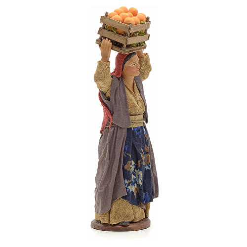 Mujer con cesta de naranja en cabeza 14cm pesebre Nápoles 4