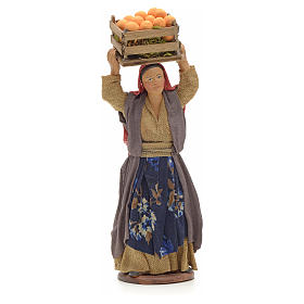 Neapolitan Nativity figurine, woman with orange basket on head,