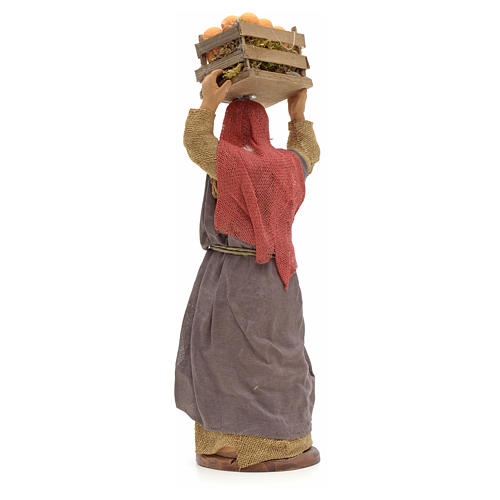 Neapolitan Nativity figurine, woman with orange basket on head, 3
