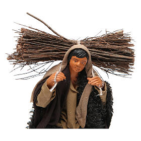 Neapolitan Nativity figurine, man with wood bundle, 14 cm