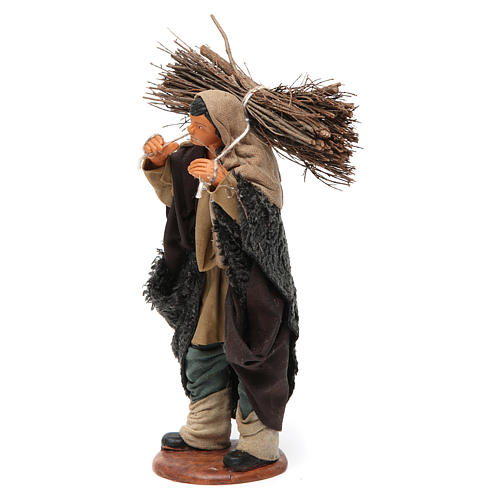 Neapolitan Nativity figurine, man with wood bundle, 14 cm 3