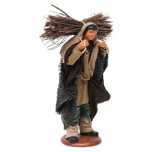 Neapolitan Nativity figurine, man with wood bundle, 14 cm 4