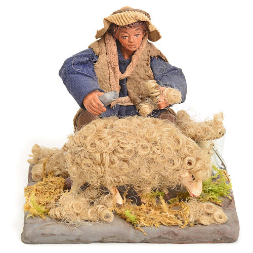 Neapolitan Nativity figurine, sheep shearer, 10 cm 1