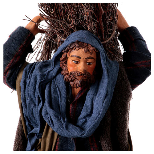Neapolitan Nativity figurine, lumberjack with wood bundle, 24cm 4
