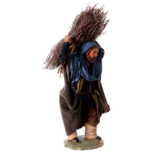 Neapolitan Nativity figurine, lumberjack with wood bundle, 24cm 9