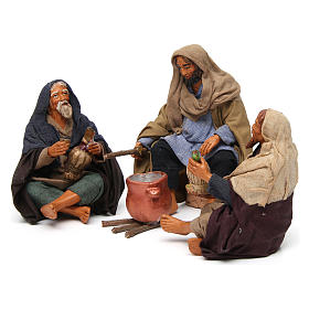 Scena bivacco 14 cm presepe Napoli 3 personaggi