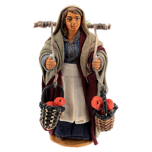 Neapolitan Nativity figurine, woman with apples, 10 cm 1