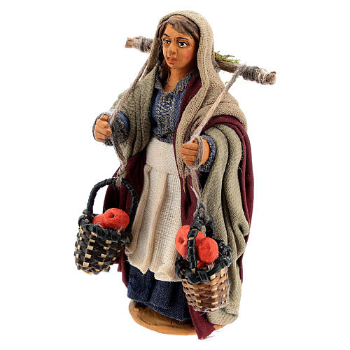 Neapolitan Nativity figurine, woman with apples, 10 cm 2