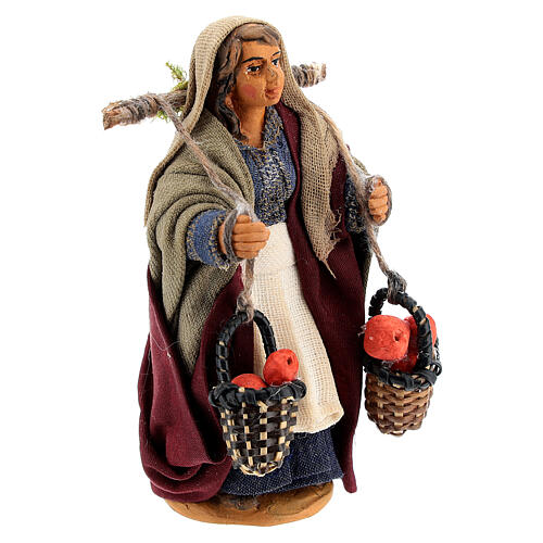 Neapolitan Nativity figurine, woman with apples, 10 cm 3