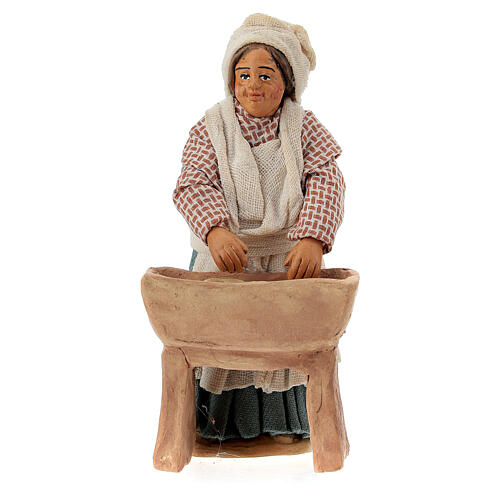 Neapolitan Nativity figurine, woman kneading dough, 10 cm 1