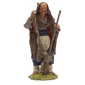 Neapolitan Nativity figurine, man with brooms, 24 cm