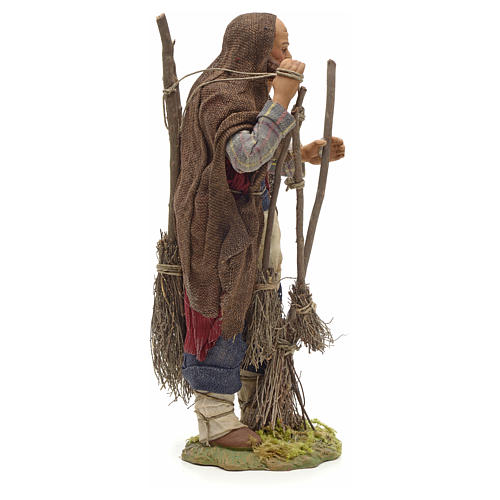 Neapolitan Nativity figurine, man with brooms, 24 cm 4