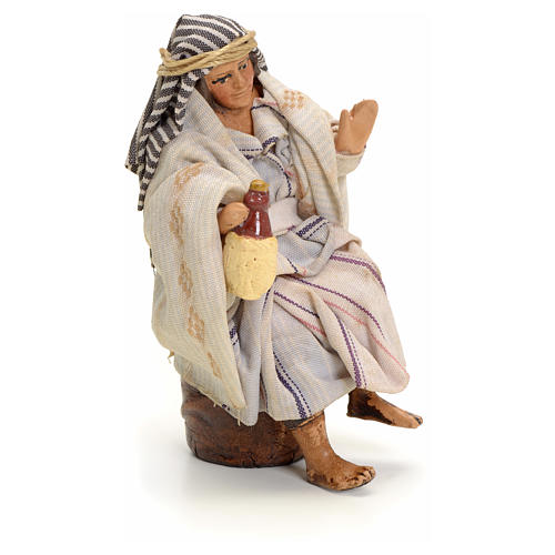 Homem árabe com vinho 8 cm presépio de Nápoles terracota 2