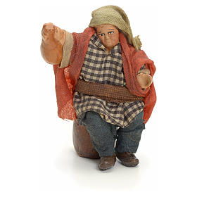 Neapolitan Nativity figurine, man with wine amphora, 8 cm