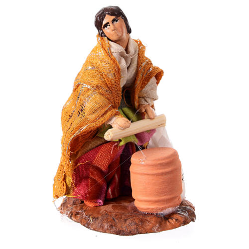 Neapolitan Nativity figurine, woman kneading dough, 8 cm 1