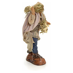 Neapolitan Nativity figurine, man with hay, 8 cm