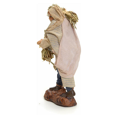 Neapolitan Nativity figurine, man with hay, 8 cm 3
