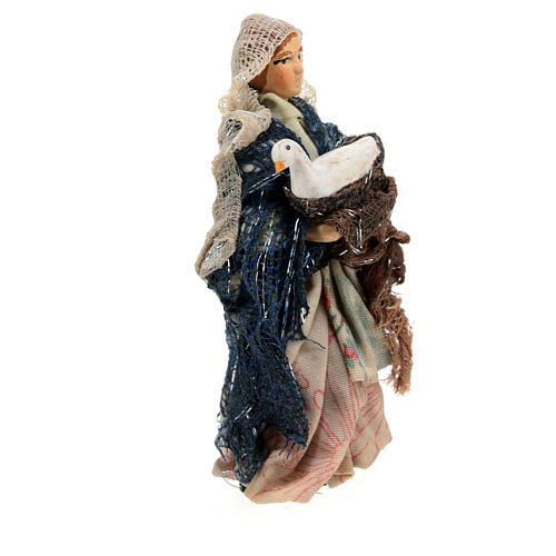 Neapolitan Nativity figurine, woman with goose, 8 cm 3