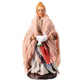 Neapolitan Nativity figurine, woman with goose, 8 cm